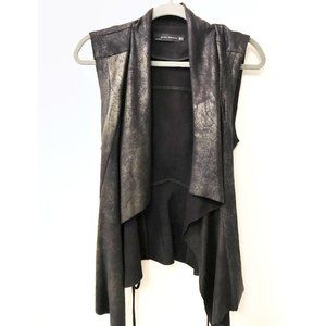Zara Tie-front Black Faux Leather Vest - S